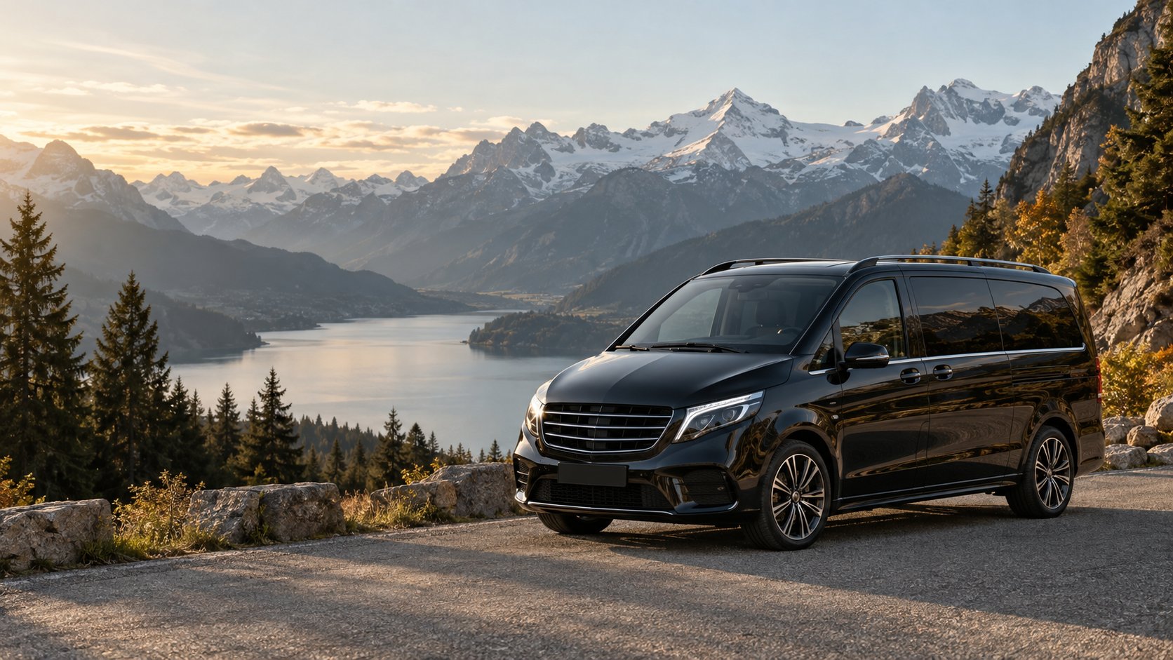 Premium-Van in den Schweizer Alpen, Visualisierung